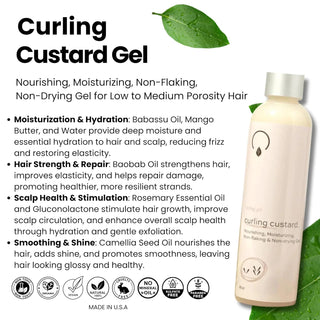 Conditioning Curling Custard Gel for Low to Medium Porosity Hair 8 oz.