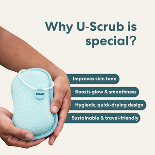 U-Scrub Exfoliator, Antibacterial, Quick-Drying & Machine Washable with Travel Bag