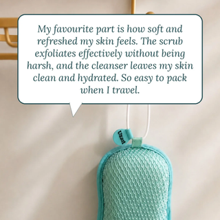 U-Scrub Exfoliator, Antibacterial, Quick-Drying & Machine Washable with Travel Bag