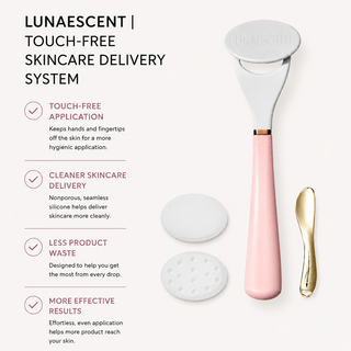 LUNAESCENT Touch-Free Skincare Applicator Set with Silicone Pads & Gold Spatula