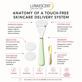 LUNAESCENT Touch-Free Skincare Applicator Set with Silicone Pads & Gold Spatula