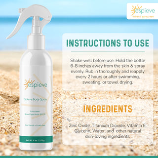 Espieve SPF 25 Mineral Body Spray Sunscreen 6 oz.