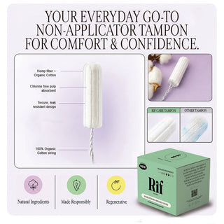 Organic Cotton Regular Absorbency Tampons with No Applicator (2 pack, 36-count)
