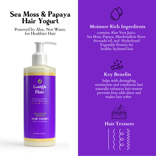 Sea Moss & Papaya Hair Yogurt (Leave-in Conditioner/Daily Moisturizer) 8 oz.