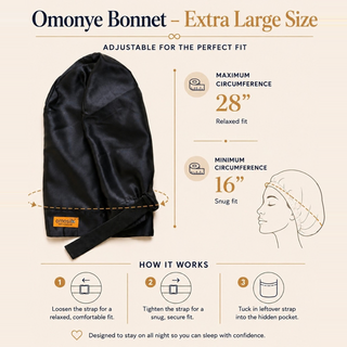Omonye 100% Grade 6A Mulberry Silk Bonnet Black